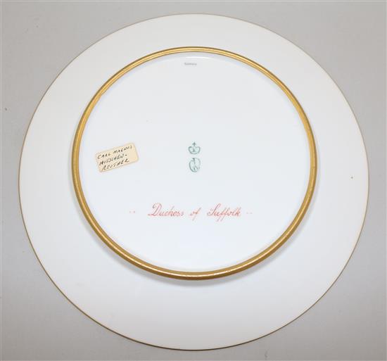 A Hutschenreuter jewelled cabinet plate, c.1910, painted by Wagner, 24cm